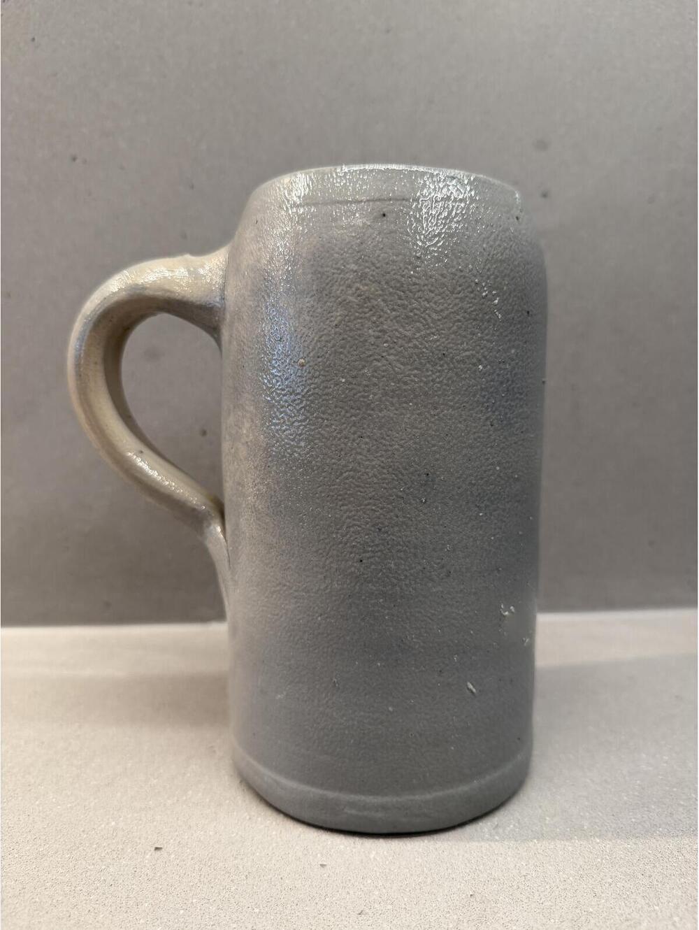 Vintage Gray Salt Glazed Stoneware 1L Beer Stein Mug Oktoberfest Style